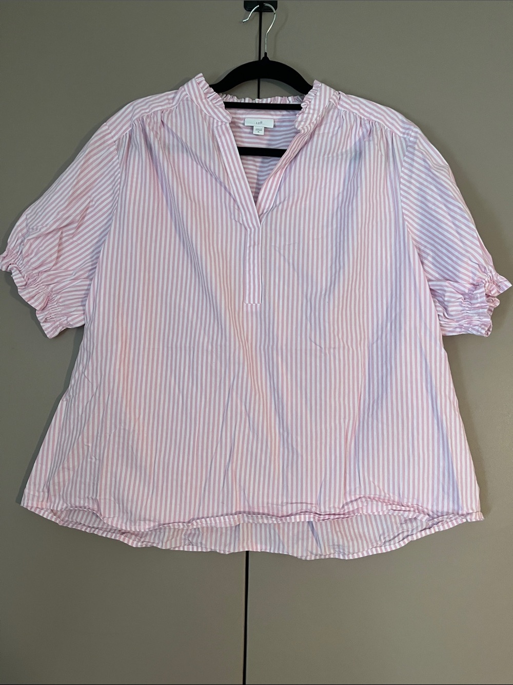 J. Jill Pink and White Striped V-Neck Tunic